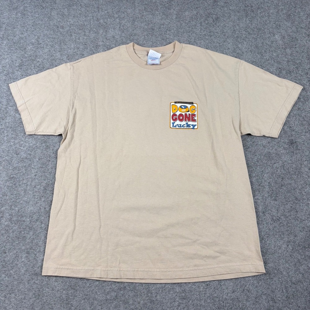 Murina T Shirt Mens XL Tan Dog Gone Lucky Missouri Lottery Vintage 90s Promo